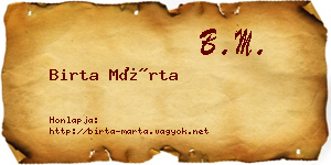 Birta Márta névjegykártya
